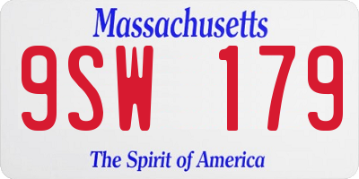 MA license plate 9SW179