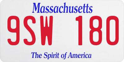 MA license plate 9SW180