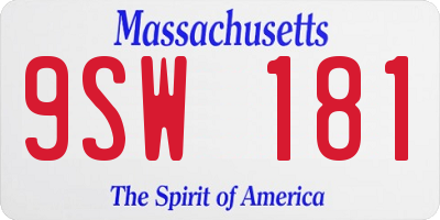 MA license plate 9SW181