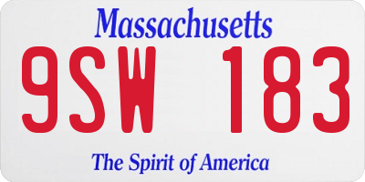 MA license plate 9SW183
