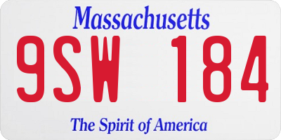 MA license plate 9SW184