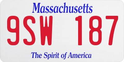 MA license plate 9SW187