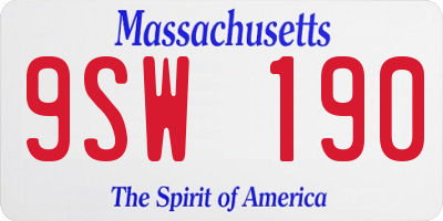 MA license plate 9SW190