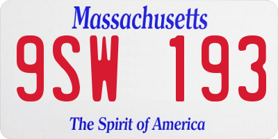 MA license plate 9SW193