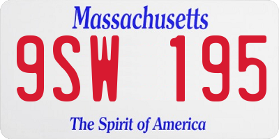 MA license plate 9SW195