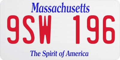 MA license plate 9SW196