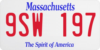 MA license plate 9SW197
