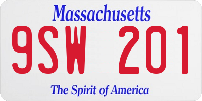 MA license plate 9SW201