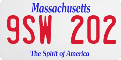 MA license plate 9SW202