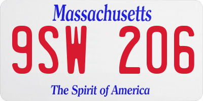 MA license plate 9SW206