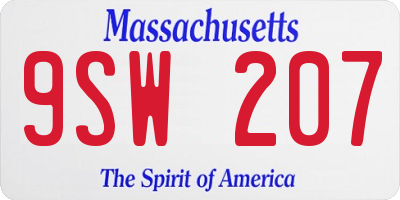 MA license plate 9SW207