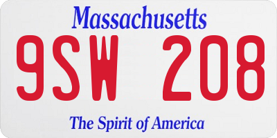 MA license plate 9SW208