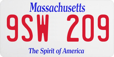 MA license plate 9SW209