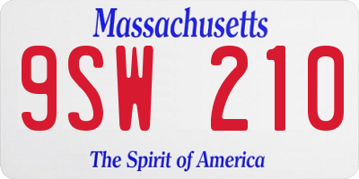 MA license plate 9SW210