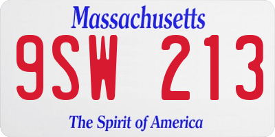 MA license plate 9SW213
