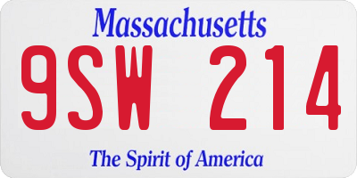 MA license plate 9SW214