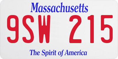 MA license plate 9SW215