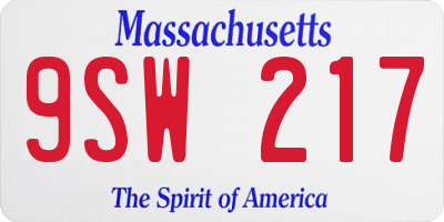 MA license plate 9SW217