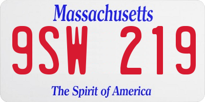 MA license plate 9SW219