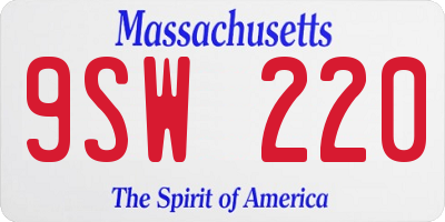 MA license plate 9SW220