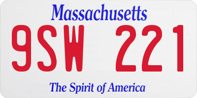 MA license plate 9SW221