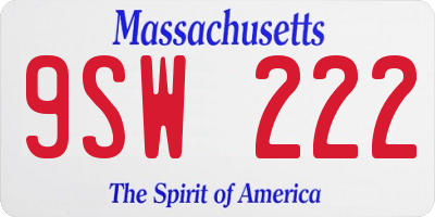 MA license plate 9SW222