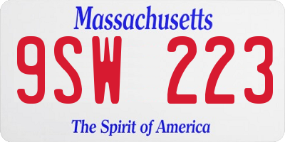 MA license plate 9SW223