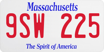 MA license plate 9SW225