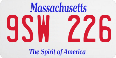 MA license plate 9SW226