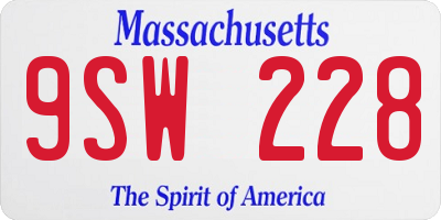 MA license plate 9SW228
