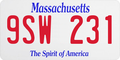 MA license plate 9SW231