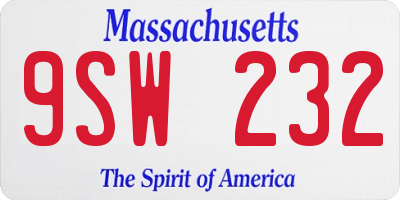 MA license plate 9SW232