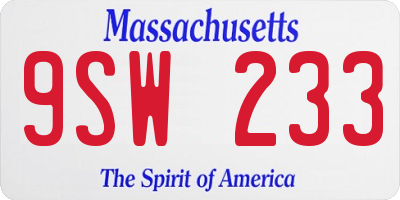 MA license plate 9SW233