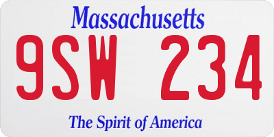 MA license plate 9SW234