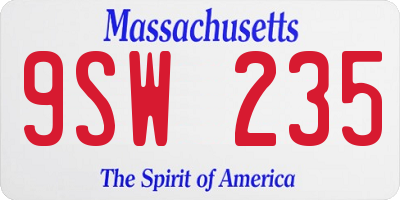 MA license plate 9SW235