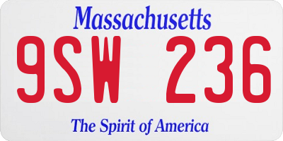MA license plate 9SW236