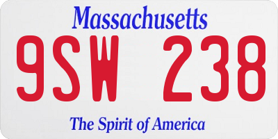 MA license plate 9SW238