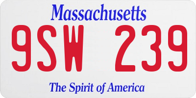 MA license plate 9SW239