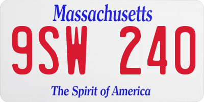 MA license plate 9SW240