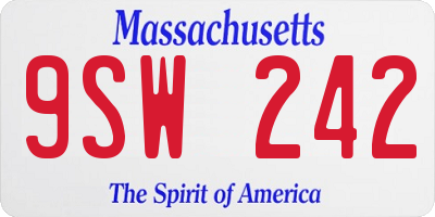 MA license plate 9SW242