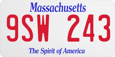 MA license plate 9SW243