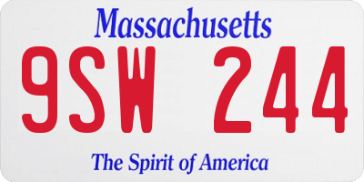 MA license plate 9SW244