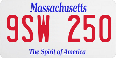 MA license plate 9SW250