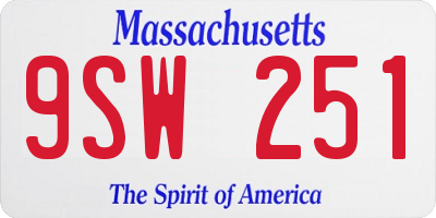MA license plate 9SW251