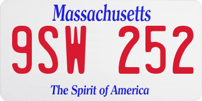 MA license plate 9SW252