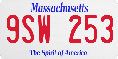 MA license plate 9SW253