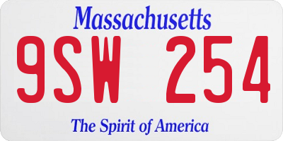 MA license plate 9SW254