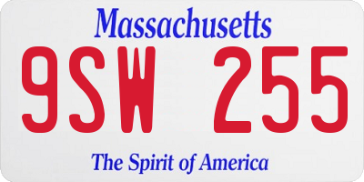 MA license plate 9SW255
