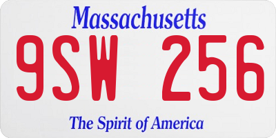MA license plate 9SW256