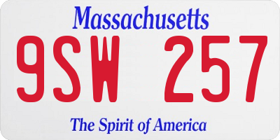 MA license plate 9SW257